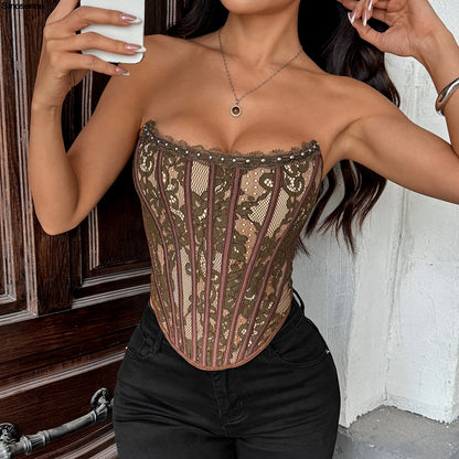 Tube Top For Women Off Shoulder Backless Sleeveless Corset Bustier Tank Top Sexy Summer White Black Tops