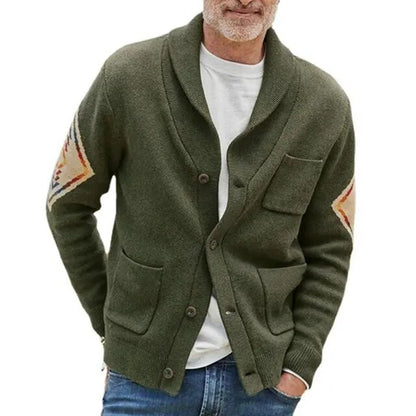 Men's Trendy Knit Sweater Coat – Winter Turn-Down Collar Cardigan with Pockets, Casual Warm Outwear