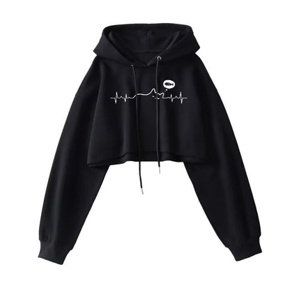 2025 Women S Short Hoodie Solid Sweatshirt Crop Top Korean Harajuku Fashion