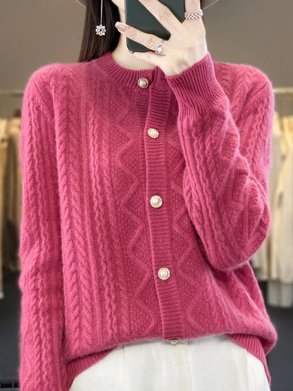 Thick Elastic Knitted Warm Cardigan Sweater