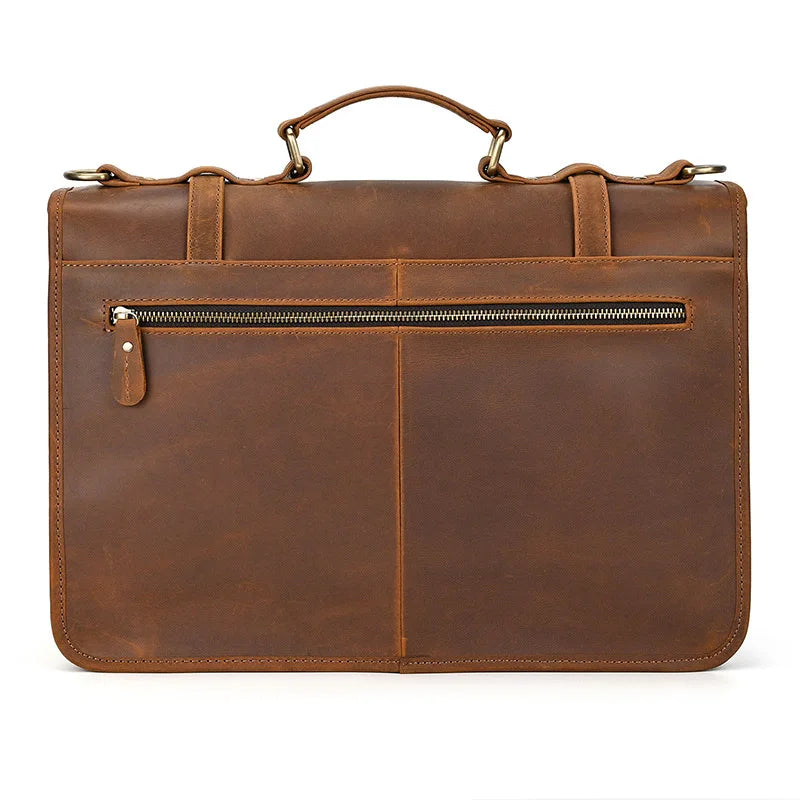 Mens Genuine Leather Briefcase 14 Laptop Messenger Bag Business Portfolio For Documents A4 Files