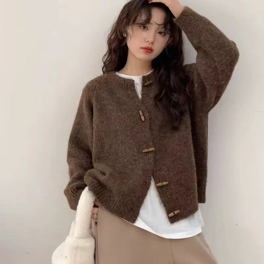 Autumn Winter Women S Cardigan Embroidered Knit Sweater Jacket Warm Fashionable Loose Fit Coat For Ladies