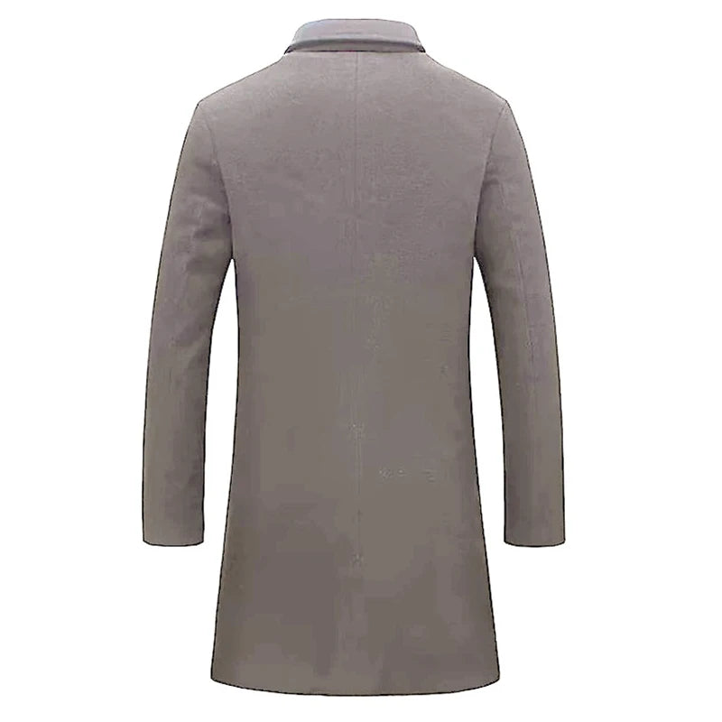 Vintage Buttoned Trench Coat Casual Solid Color Outerwear For Mens Fashion 2024