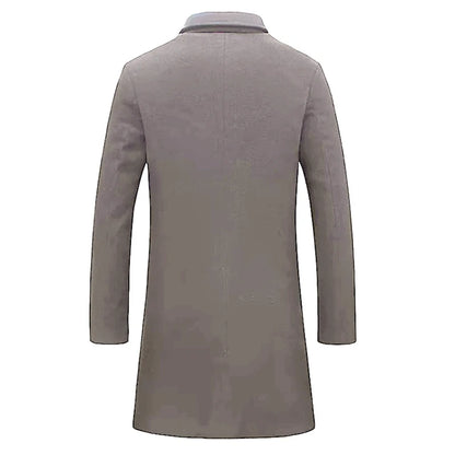 Vintage Buttoned Trench Coat Casual Solid Color Outerwear For Mens Fashion 2024