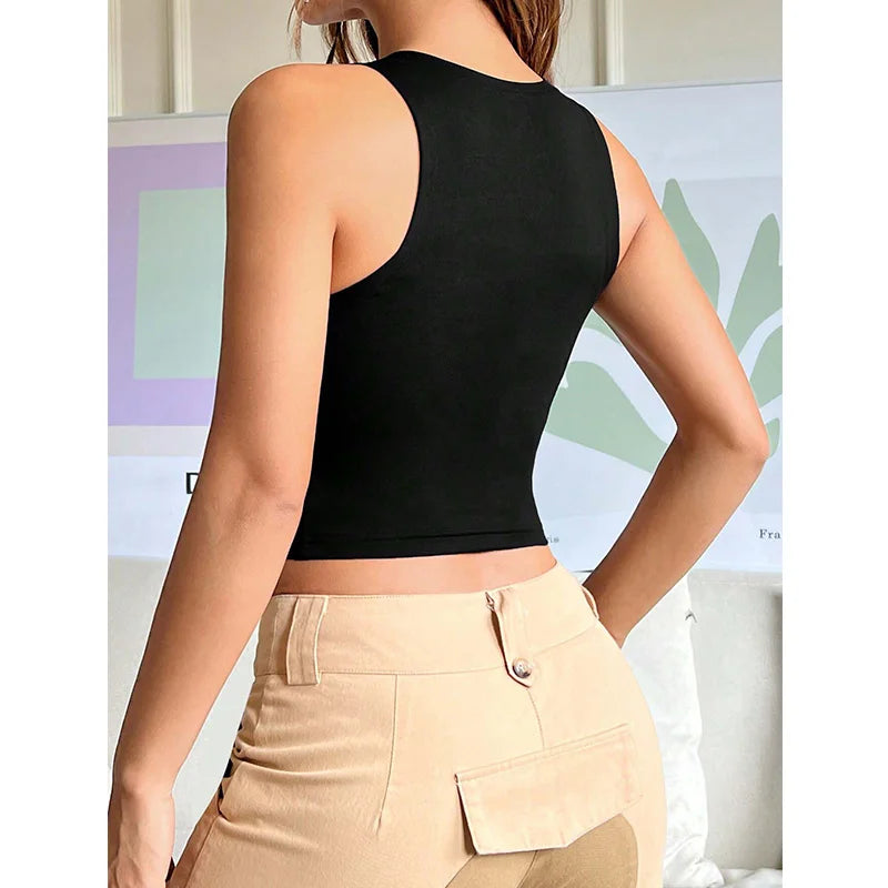 Women’s Square Neck Crop Top – Slim Fit Short Sleeve Summer T-Shirt