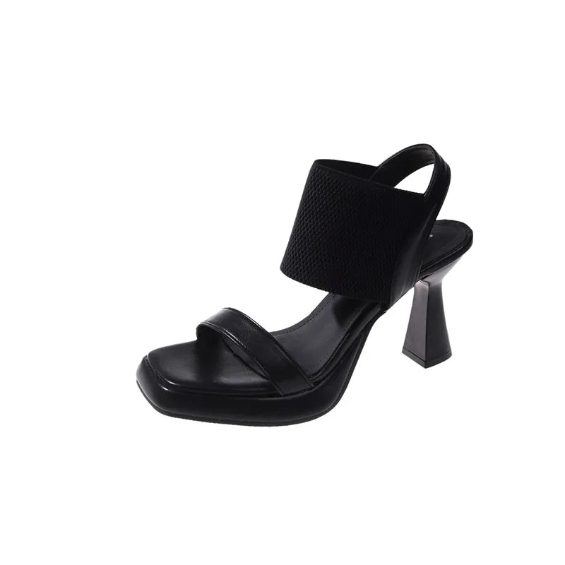 Amalfi Coast Luxury - Elegant Beige Block Heel Summer Sandals