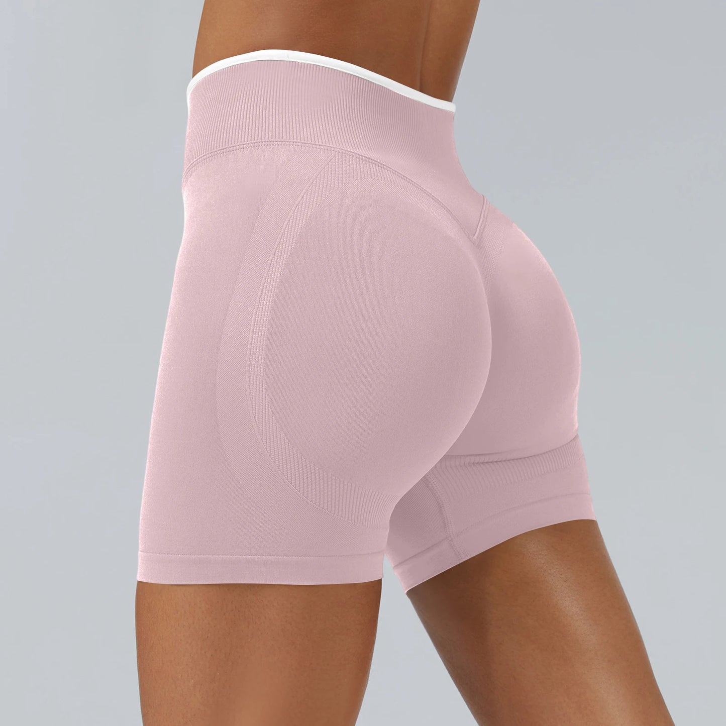 Pink High-Waist Seamless Workout Shorts