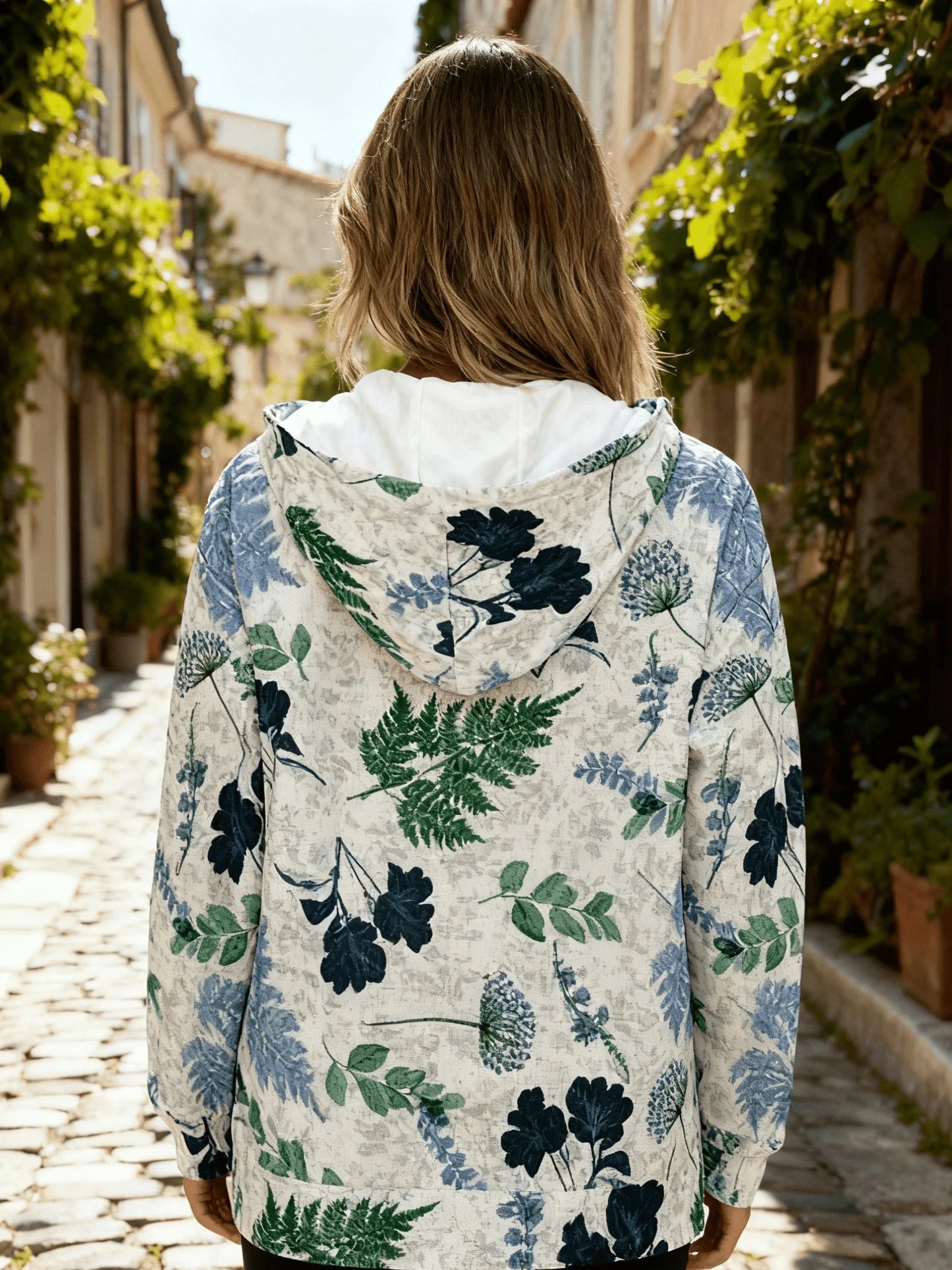 Floral Print Hooded Windbreaker Jacket – Lightweight Spring Autumn Unisex Coat