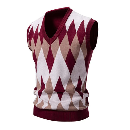 Women S Argyle Sweater Vest Sleeveless Plaid Knitted Crop Top Casual V Neck Pullovers For Spring Autumn Preppy Style