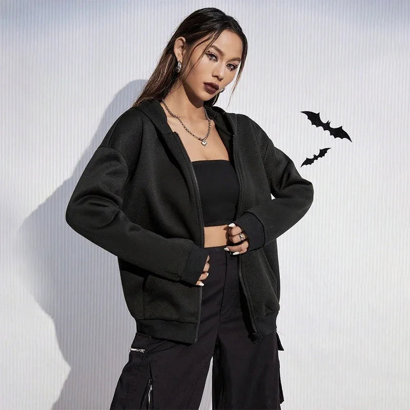 Casual Zipper Closure High Quality Women Hoodies
