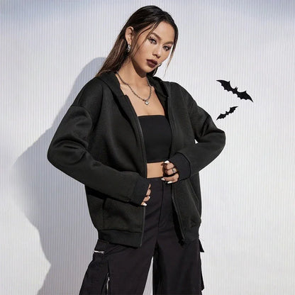 Casual Zipper Closure High Quality Women Hoodies