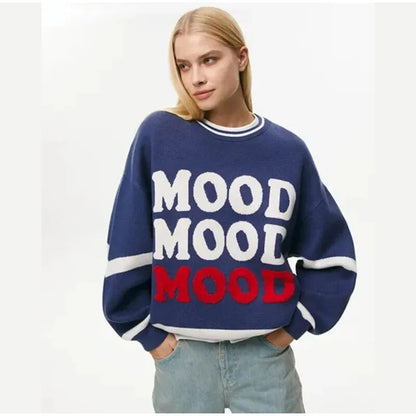 MOOD X3 New Autumn Casual Crew Neck Long Sleeve Pullover Sweaters