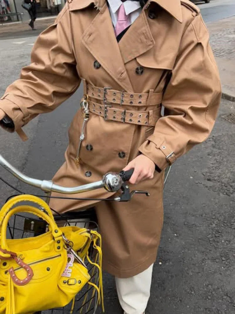 Oversize Long Single Breasted Womens Trench Coat