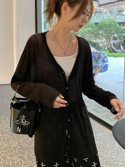 Lightweight V-Neck Knit Cardigan for Women – 2025 Spring & Summer