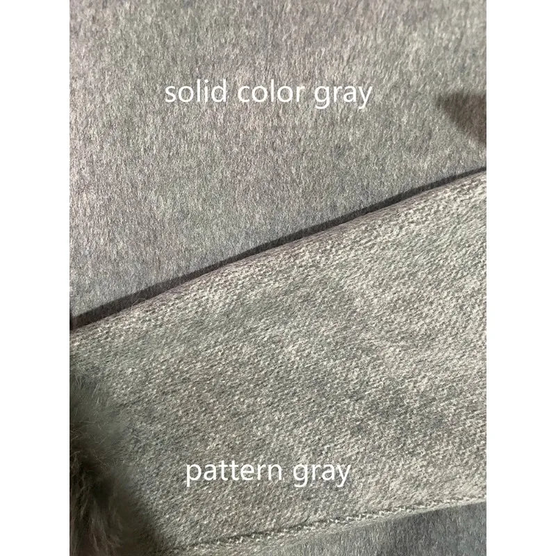 Elegant Wool Blend Coat for Women – Fur Patchwork Long Office Overcoat 2025 Fashion