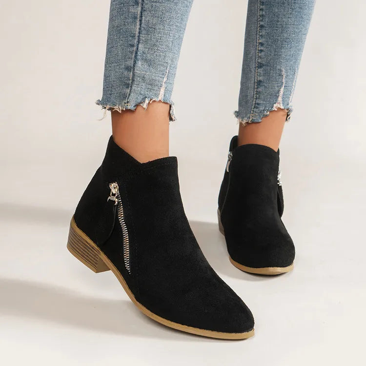 Platform Heel Suede Zipper Up Elegant Boots For Women