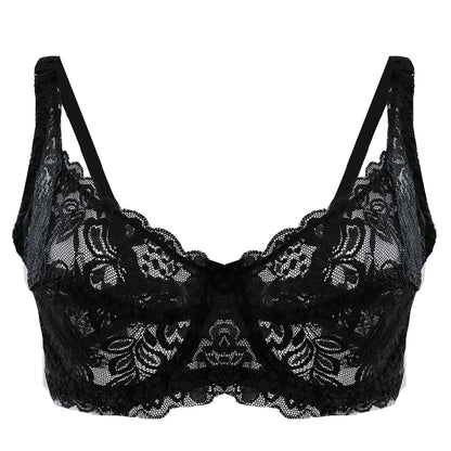 Women Plus Size Lace Embroidery Bra Underwear
