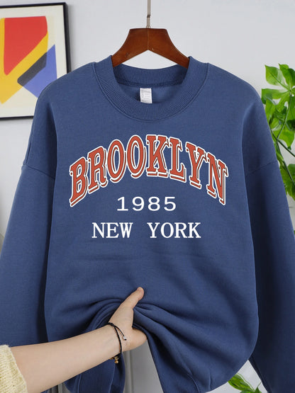 New York Printed Crew Neck Sweatshirts