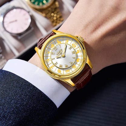 30m Water Resistance Genuine Leather Mens Luxury Quartz Watches