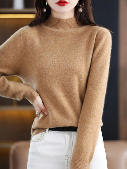 2025 Womens 100 Pure Wool Cashmere Sweater Turtleneck Pullover Loose Fit High Neck Knit Top For Autumn Winter Large Size