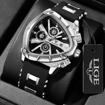 Triangle Frame Silicone Strap Luxury Quartz Men Watches