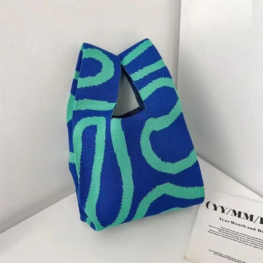 New Wide Striped Reusable Small Tote Bags