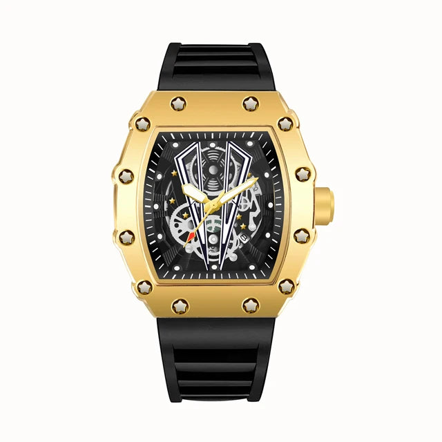 Mens Skull Dial Silicone Waterproof Analog Watches