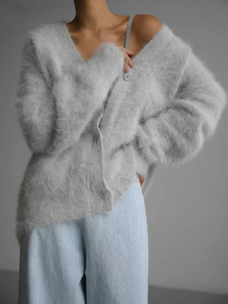Cozy Mohair Knit Cardigan for Elegant Date Nights