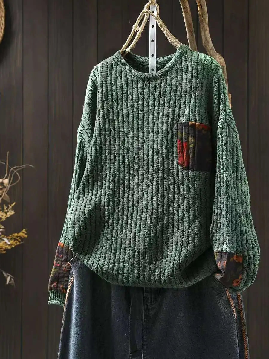 Vintage Rose Ribbed Sweater for Cozy Autumn Days