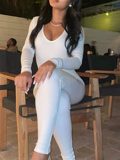 Women S Solid Black Gray Long Sleeve Skiing Jumpsuit Elastic High Fit Fashion Fitness Streetwear Slim Sport Romper