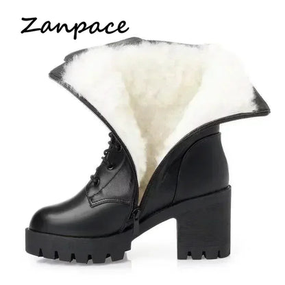 2025 New Arrival Winter High Boots Genuine Leather Thick Plush Warm Snow Boots For Women