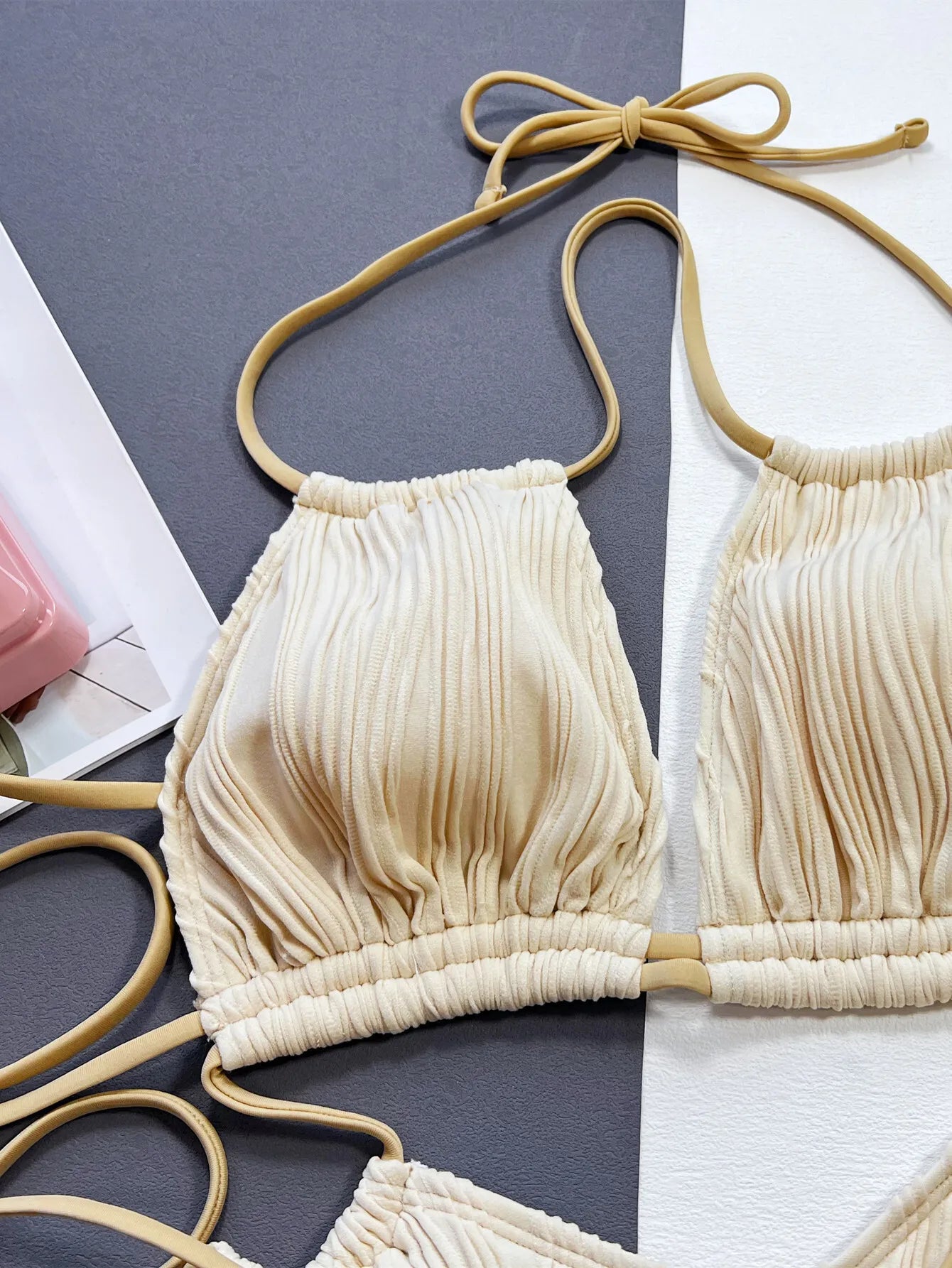 Straight White One Piece V Neck Summer Women Bikini Bathing Suit