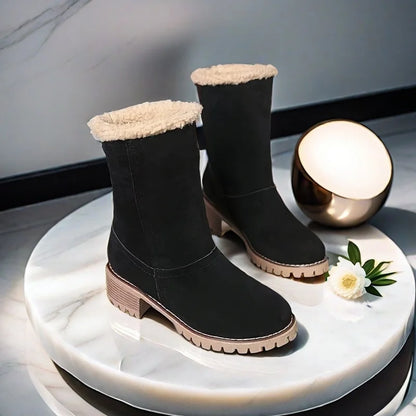 Women’s Winter Ankle Boots – Faux Suede Warm Plush Lined Casual Non-Slip Boots for Cold Weather