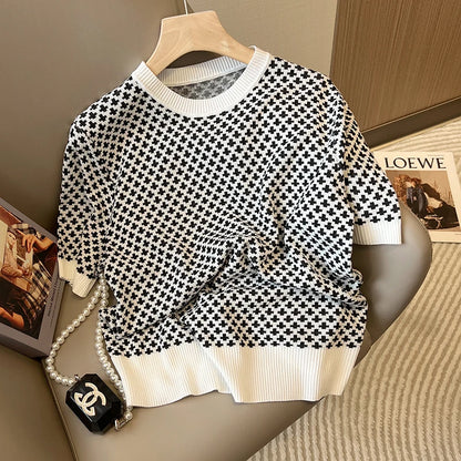 Winter Sweater For Women Vintage Plaid O Neck Loose Pull Femme High Street Fashion Pullovers Tops