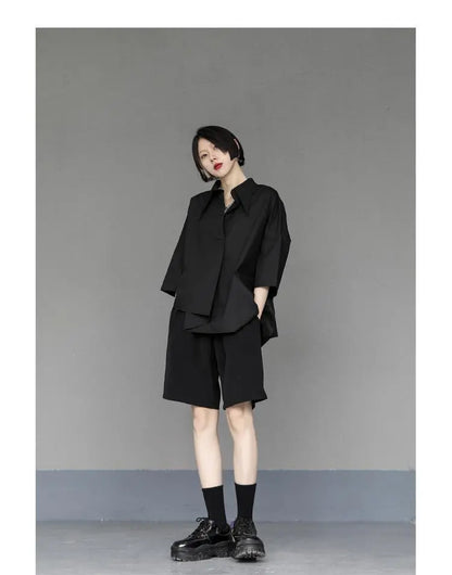 Asymmetrical Women's Blouse: Harajuku-Inspired Casual Chic
