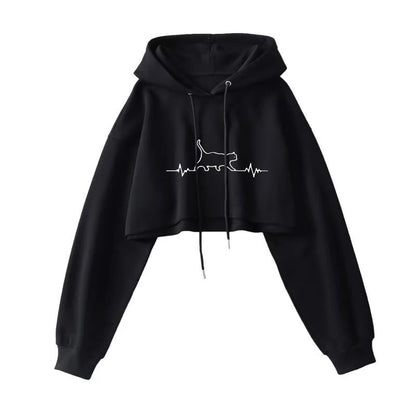 2025 Women S Short Hoodie Solid Sweatshirt Crop Top Korean Harajuku Fashion