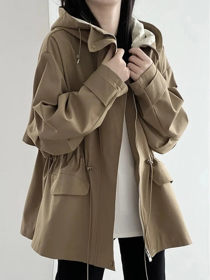 Chic Solid Khaki Women Coats