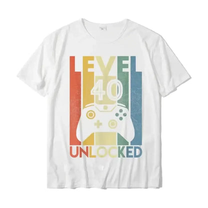 Level 40 Unlocked Funny Video Gamer 40th Birthday Gift T Shirt Men S Party Graphic Tee Wholesale Fashion Shirt