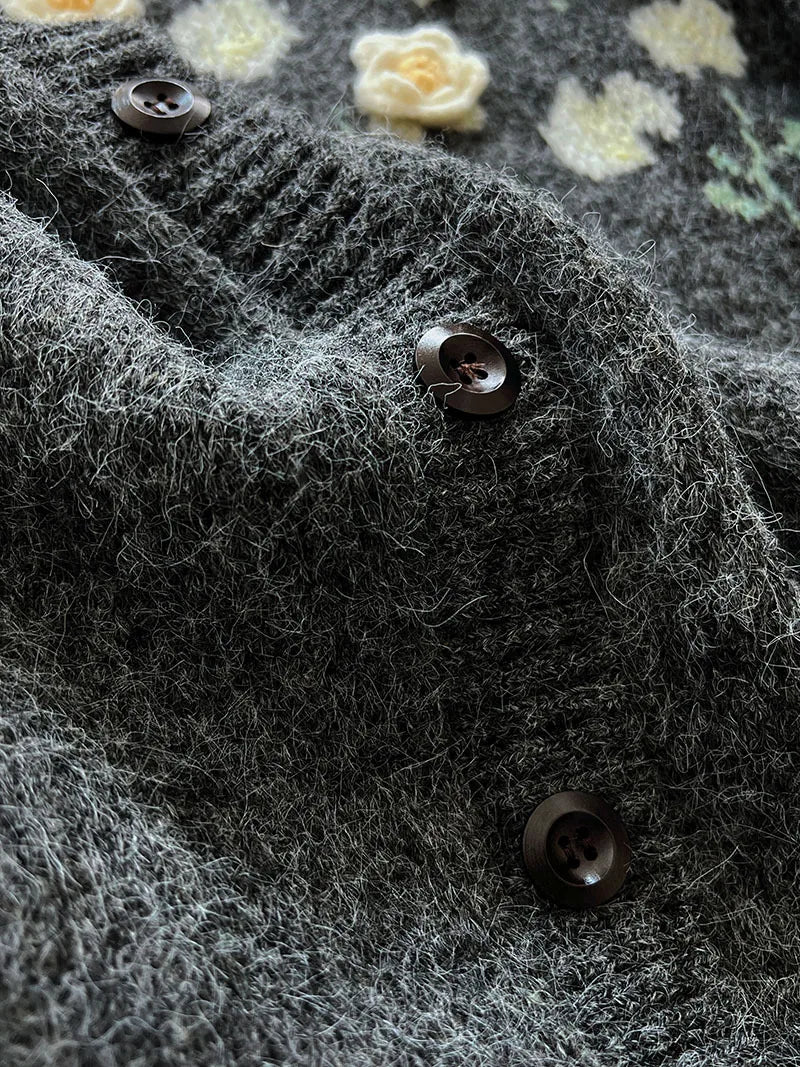 Floral Embroidered Knit Cardigan – Autumn Casual Sweater for Women