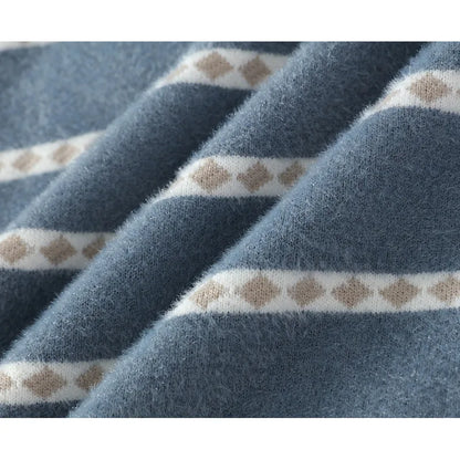2025 Autumn Winter New Stripe Contrast Knitted Sweater For Women Stylish Warm Top