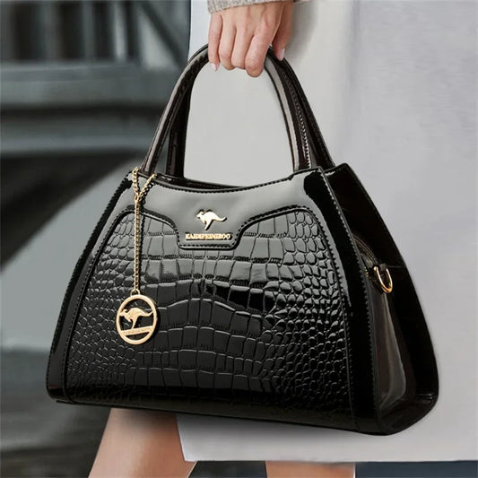 Sophisticated Edge: Crocodile-Pattern Designer Leather Handbag