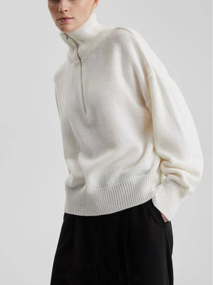 Loose Fit Striped Turtleneck Winter Sweater For Women