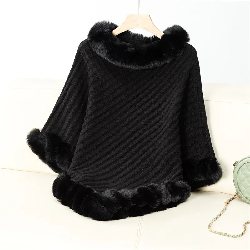 Elevated Comfort: The Luxe Fur-Trimmed Batwing Cardigan