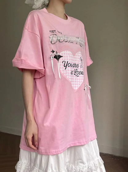 Bow Detail Cotton Lounge Set 2Pcs