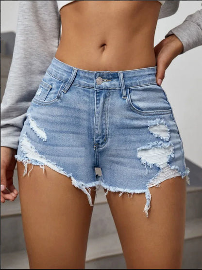 Casual Street Style Womens Blue Denim Shorts