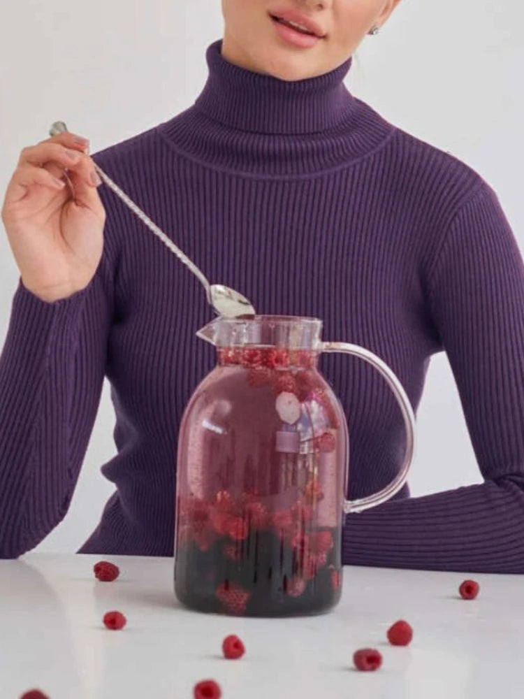 2025 Autumn Winter Women S Thick Ribbed Knitted Turtleneck Sweater Slim Fit Long Sleeve Pullover Soft Warm