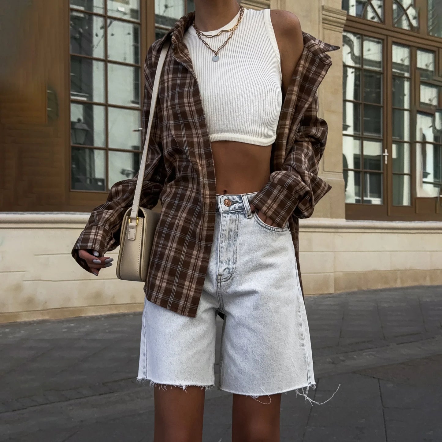 Beading Fashion Irregular Stretch Denim Short