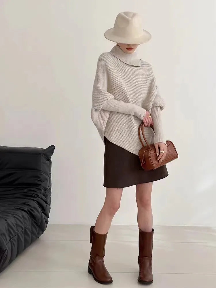 Irregular Wide V Neck Women Sweaters