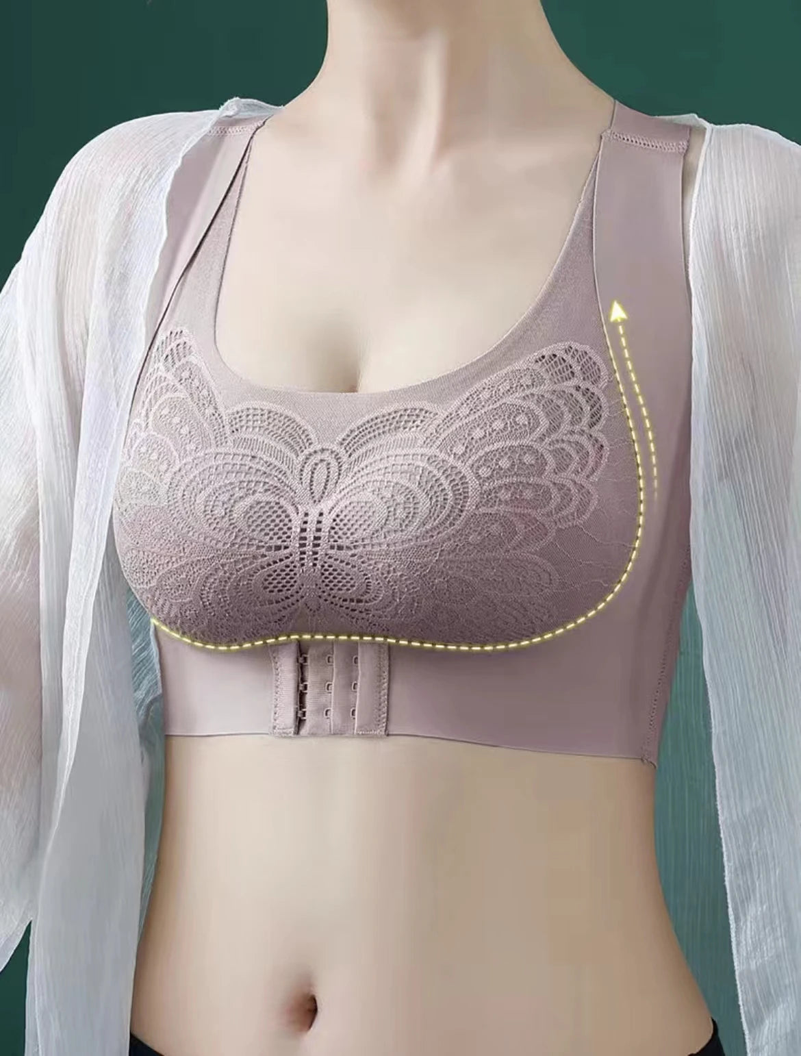 Front Closure Strapless Bra For Women Plus Size Wireless Push Up Invisible Breathable Lingerie