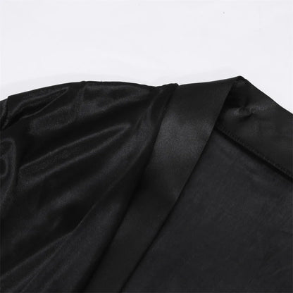 Elegant Black Satin Kimono Robe for an Effortless Night Routine Aesthetic
